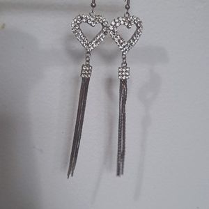 Heart shaped tassel earrings